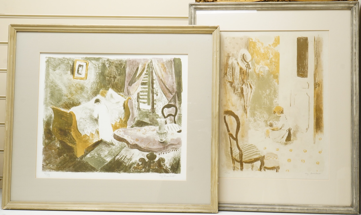 Suzanne Humbert (French, 20th C) Interior scenes, each signed in pencil and limited edition, two lithographs, 49 x 36cm